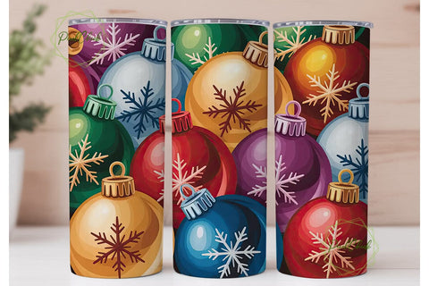 Christmas Ornaments Tumbler Wrap Sublimation PixelChick 