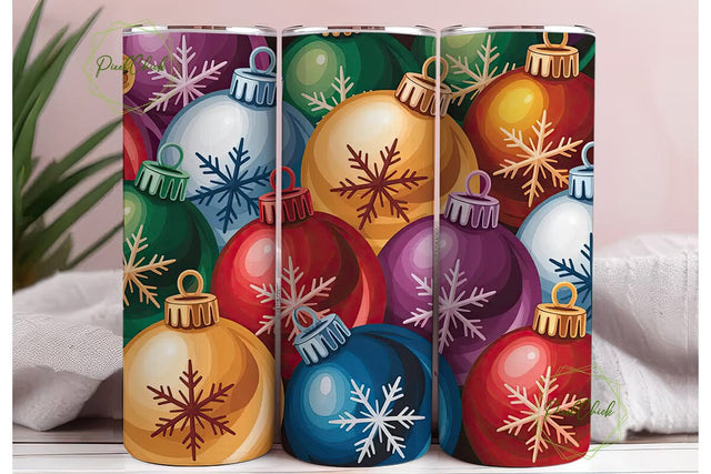 Christmas Ornaments Tumbler Wrap Sublimation PixelChick 