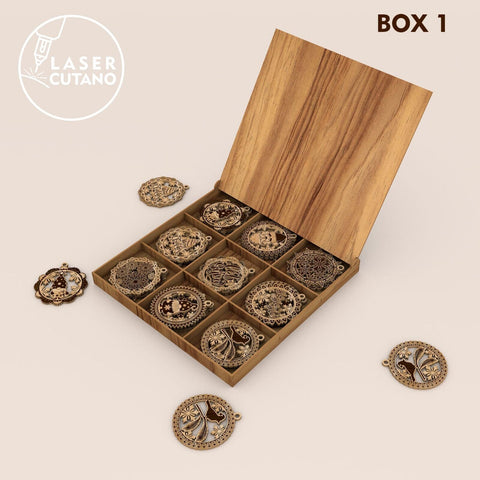 CHRISTMAS ORNAMENTS WITH BOX, Home Decor, Multilayer Laser Cut Files, Wood Cut and Paper Cut Template SVG LaserCutano 