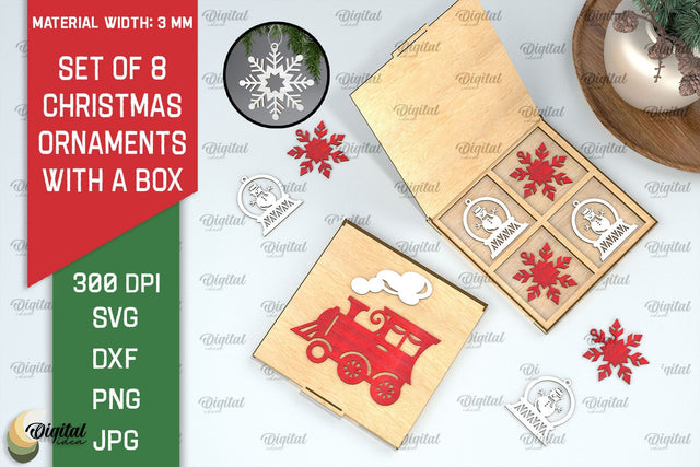 Christmas Ornaments With Box Laser Cut. Christmas Decor SVG SVG Evgenyia Guschina 