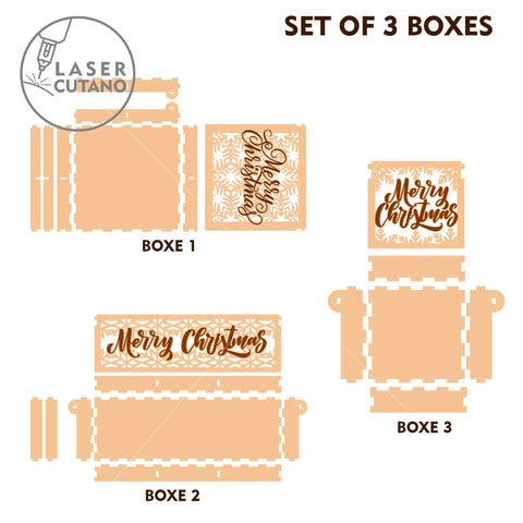 Christmas Ornaments with Boxes Bundle, Laser Cut Files, Wood Cut Templates SVG LaserCutano 