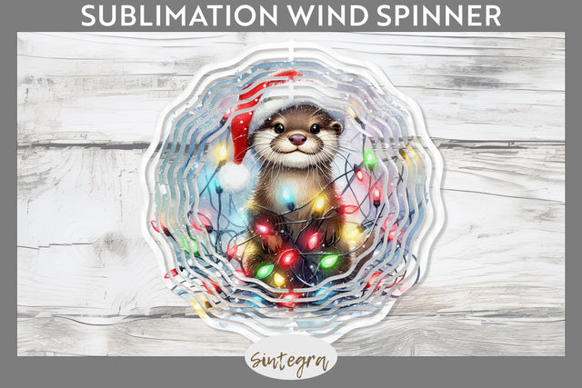Christmas Otter Entangled in Lights Wind Spinner Sublimation Sublimation Sintegra 