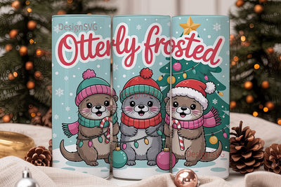 Christmas Otter Tumbler Wrap Sublimation DesignSVG 