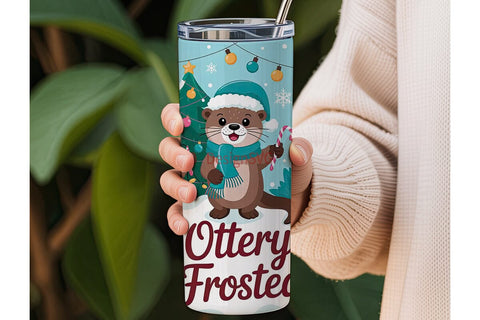 Christmas Otter Tumbler Wrap Sublimation DesignSVG 