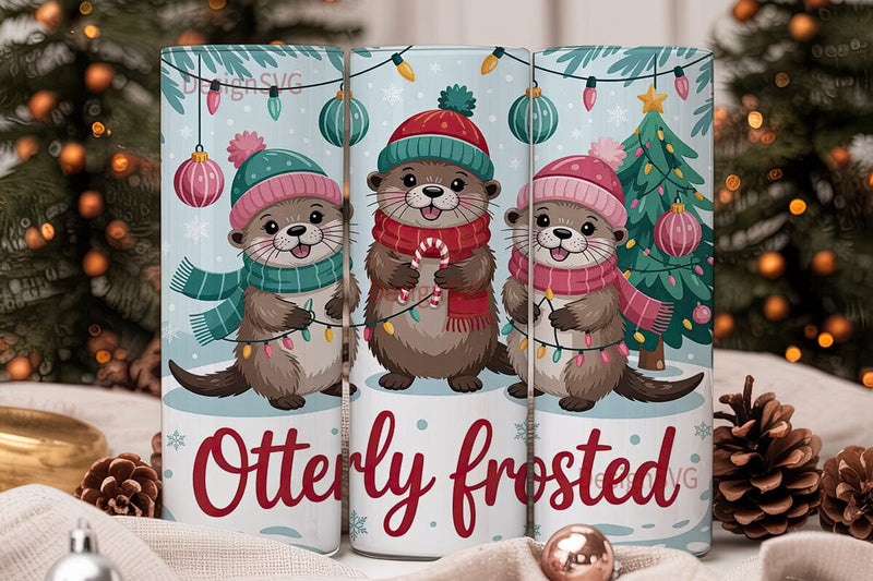 Christmas Otter Tumbler Wrap Sublimation DesignSVG 