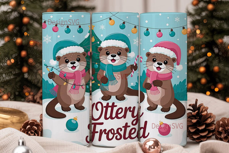 Christmas Otter Tumbler Wrap Sublimation DesignSVG 