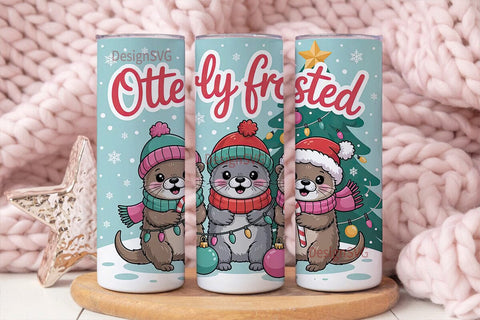 Christmas Otter Tumbler Wrap Sublimation DesignSVG 