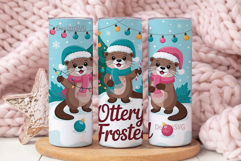 Christmas Otter Tumbler Wrap Sublimation DesignSVG 