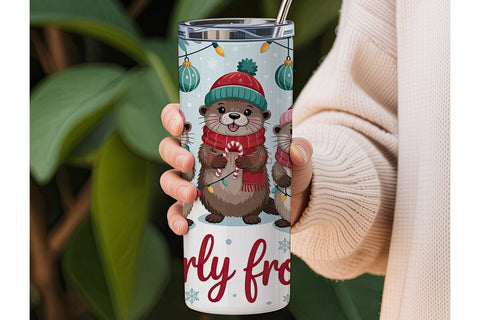 Christmas Otter Tumbler Wrap Sublimation DesignSVG 