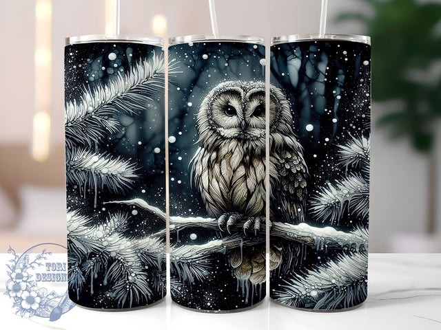 Christmas Owl 20oz Skinny Tumbler, Winter Owl Tumbler Png, Straight & Tapered Tumbler Wrap, Instant Digital Download Sublimation ToriDesigns 