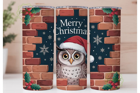 Christmas Owl 20oz Tumbler Design Sublimation PixelChick 