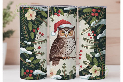 Christmas Owl 20oz Tumbler Design Sublimation PixelChick 