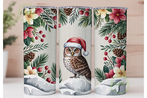 Christmas Owl 20oz Tumbler Design Sublimation PixelChick 
