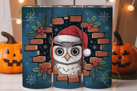 Christmas Owl 20oz Tumbler Design Sublimation PixelChick 