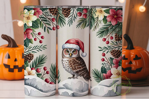Christmas Owl 20oz Tumbler Design Sublimation PixelChick 
