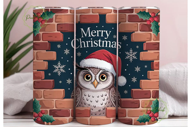 Christmas Owl 20oz Tumbler Design Sublimation PixelChick 