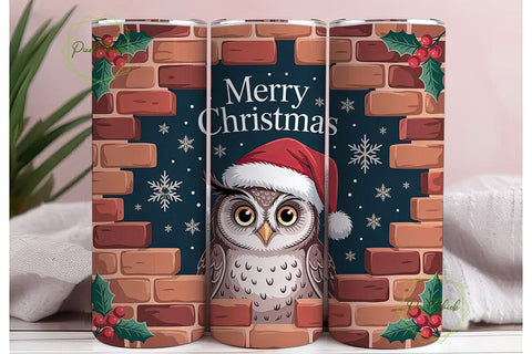 Christmas Owl 20oz Tumbler Design Sublimation PixelChick 