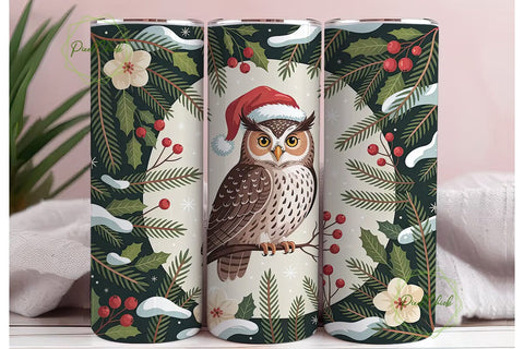 Christmas Owl 20oz Tumbler Design Sublimation PixelChick 