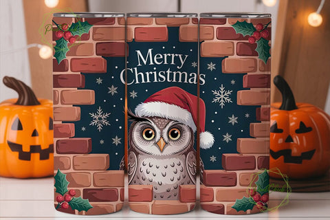 Christmas Owl 20oz Tumbler Design Sublimation PixelChick 