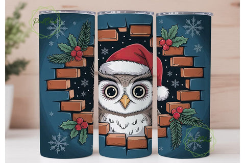 Christmas Owl 20oz Tumbler Design Sublimation PixelChick 