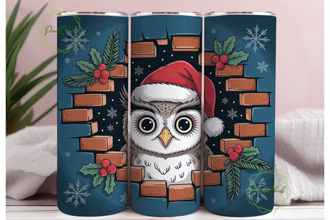 Christmas Owl 20oz Tumbler Design Sublimation PixelChick 
