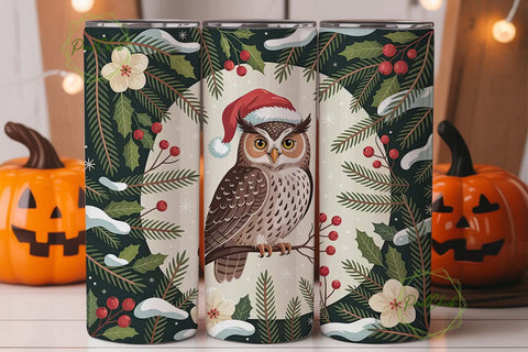 Christmas Owl 20oz Tumbler Design Sublimation PixelChick 