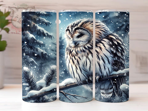 Christmas Owl 20oz Tumbler Png, Straight & Tapered Tumbler Png, Winter Owl Tumbler Png, Digital Download PNG Sublimation Lara' s Designs 