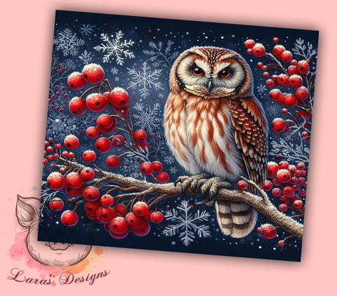 Christmas Owl 20oz Tumbler Png, Straight & Tapered Tumbler Png, Winter Owl Tumbler Png, Digital Download PNG Sublimation Lara' s Designs 