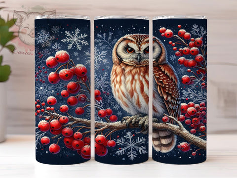 Christmas Owl 20oz Tumbler Png, Straight & Tapered Tumbler Png, Winter Owl Tumbler Png, Digital Download PNG Sublimation Lara' s Designs 