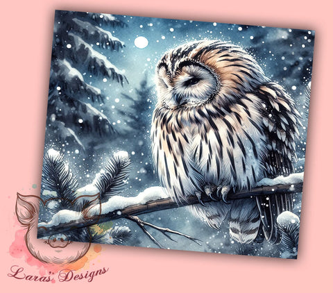 Christmas Owl 20oz Tumbler Png, Straight & Tapered Tumbler Png, Winter Owl Tumbler Png, Digital Download PNG Sublimation Lara' s Designs 