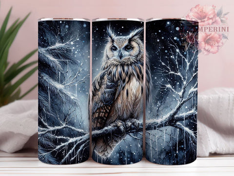 Christmas Owl 20oz Tumbler Wrap PNG, Winter Owl Tumbler Png, Straight & Tapered Tumbler Wrap, Instant Digital Download Sublimation Li Zamperini 