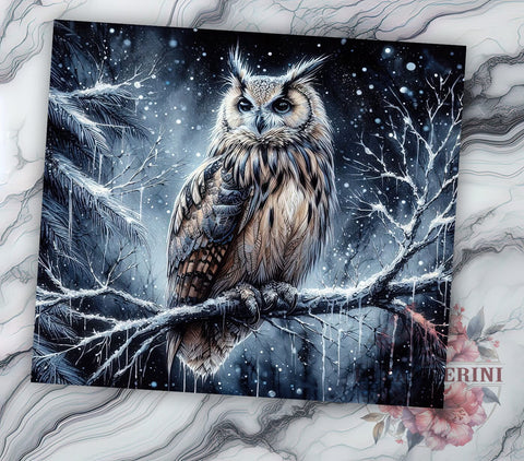 Christmas Owl 20oz Tumbler Wrap PNG, Winter Owl Tumbler Png, Straight & Tapered Tumbler Wrap, Instant Digital Download Sublimation Li Zamperini 