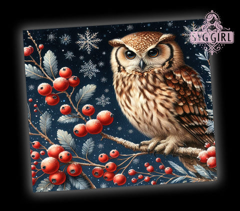 Christmas Owl 20oz Tumbler Wrap Sublimation Design, Straight Tapered Tumbler Wrap, Winter Owl Tumbler Png, Instant Digital Download Sublimation SvggirlplusArt 