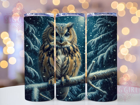 Christmas Owl 20oz Tumbler Wrap Sublimation Design, Straight Tapered Tumbler Wrap, Winter Owl Tumbler Png, Instant Digital Download Sublimation SvggirlplusArt 