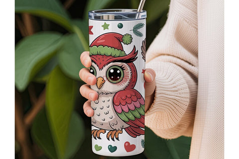 Christmas Owl 20oz Tumbler Wrap Sublimation DesignSVG 