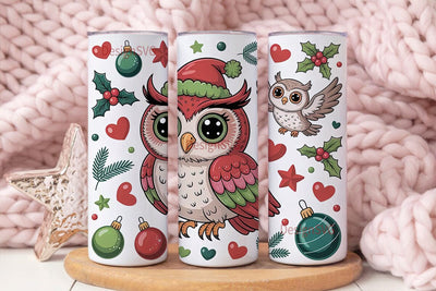 Christmas Owl 20oz Tumbler Wrap Sublimation DesignSVG 