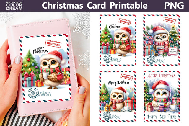 Christmas Owl Card Sublimation WatercolorColorDream 