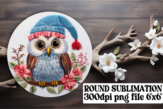 Christmas Owl Circle Festive Keychain Sublimation afrosvg 