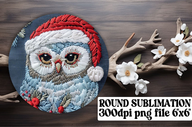 Christmas Owl Circle for Keychain Round Sublimation afrosvg 