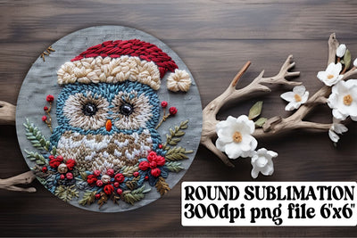 Christmas Owl Circle for Keychain Round Sublimation afrosvg 