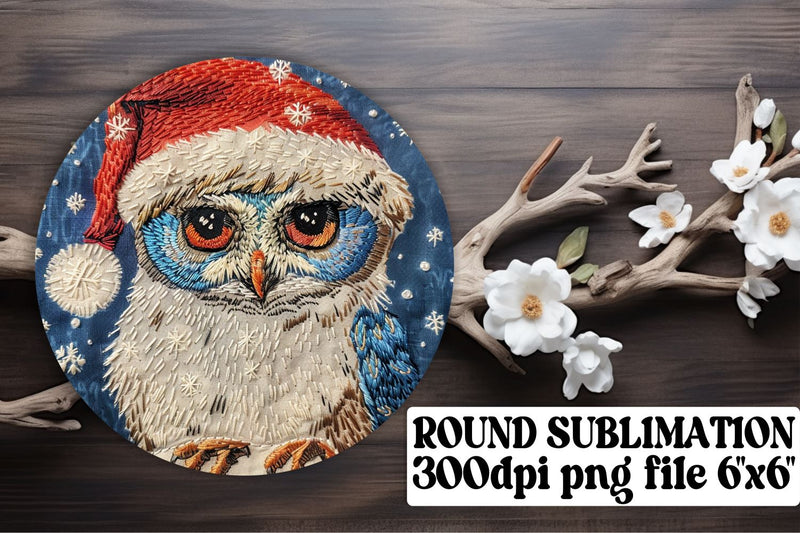Christmas Owl Circle for Round Design Sublimation afrosvg 