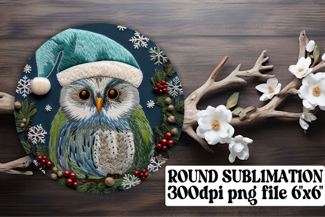 Christmas Owl Circle for Round Design Sublimation afrosvg 