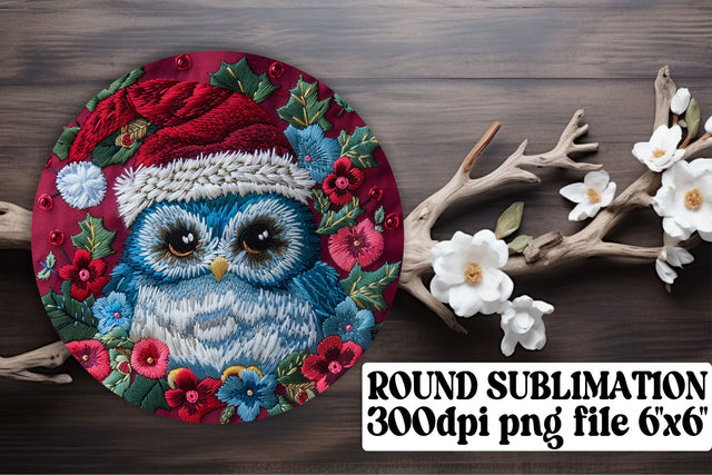 Christmas Owl Circle for Round Design Sublimation afrosvg 