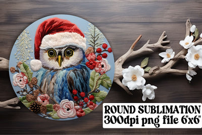 Christmas Owl Circle Keychain Round Sublimation afrosvg 