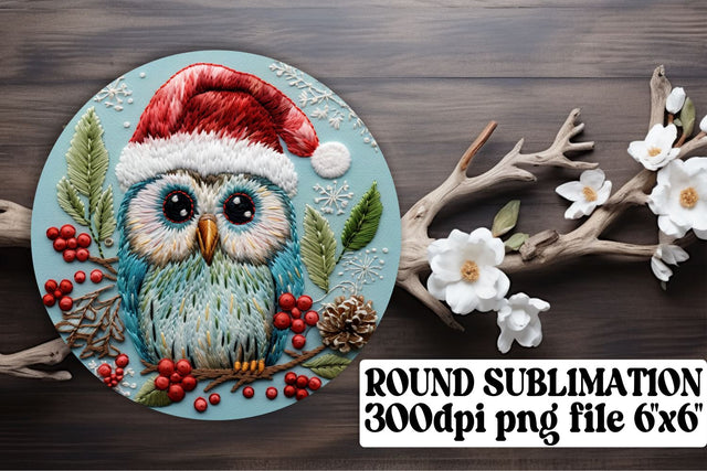 Christmas Owl Circle Keychain Sublimation afrosvg 