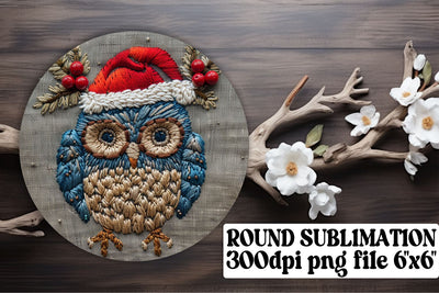 Christmas Owl Embroidery Circle Festive Sublimation afrosvg 