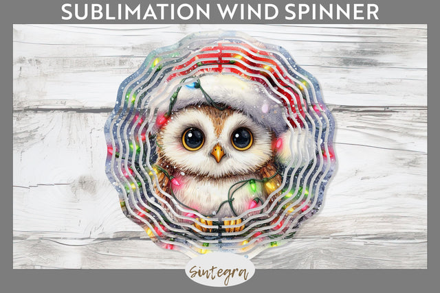 Christmas Owl Entangled in Lights Wind Spinner Sublimation Sublimation Sintegra 