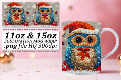 Christmas Owl Mug Wrap 11oz 15oz Sublimation Design Sublimation afrosvg 