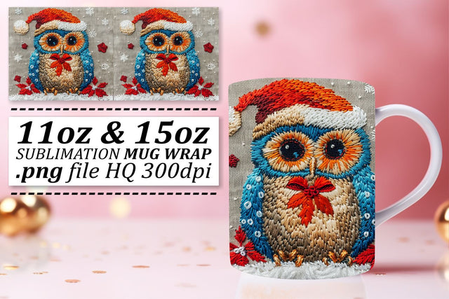 Christmas Owl Mug Wrap 11oz 15oz Sublimation Design Sublimation afrosvg 