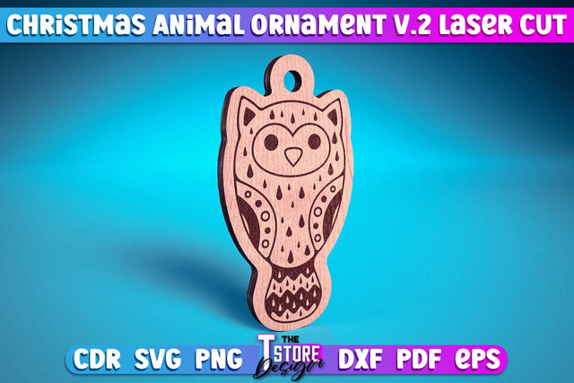 Christmas Owl Ornaments Laser Cut v.2 | Christmas Tree Toy Design | CNC Files SVG The T Store Design 
